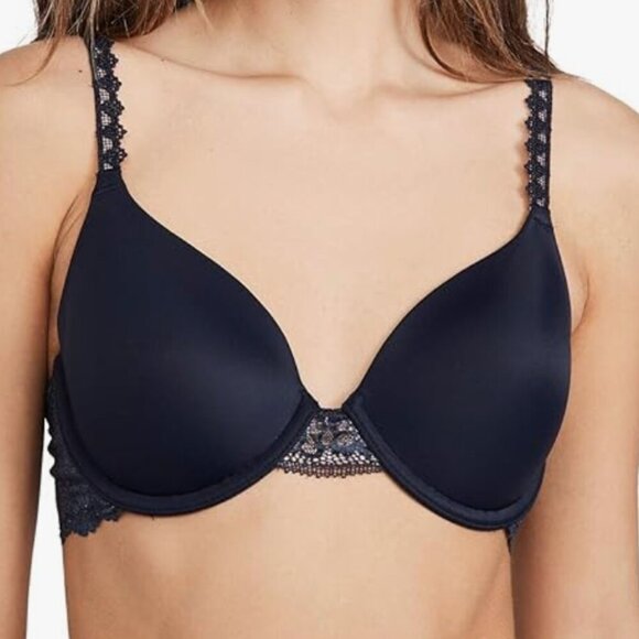 NWT Wacoal Women's Level Up Lace Contour Bra, navy/nude - Picture 1 of 5